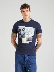GUESS T-Shirt 'SAIL BOAT' marine/pastellblau/weiß