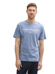 TOM TAILOR T-Shirt taubenblau/weiß