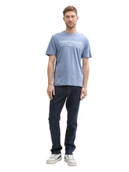 TOM TAILOR T-Shirt taubenblau/weiß