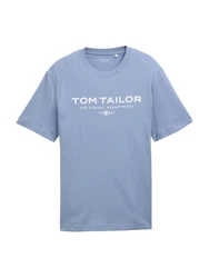 TOM TAILOR T-Shirt taubenblau/weiß