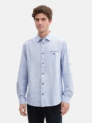 TOM TAILOR Kurzarmshirt Hemd mit Turn-up-Funktion Regular Fit 