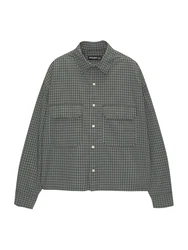 Pull&Bear Hemd grau/dunkelgrün/schwarz