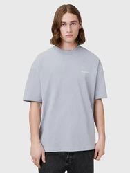 AllSaints T-Shirt 'Underground' (OCS) taubenblau / weiß