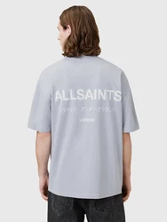 AllSaints T-Shirt 'Underground' (OCS) taubenblau / weiß