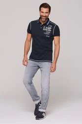 CAMP DAVID Poloshirt mit Logo-Applikationen nachtblau/weiß