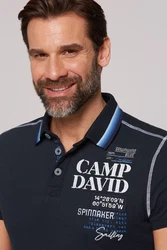 CAMP DAVID Poloshirt mit Logo-Applikationen nachtblau/weiß