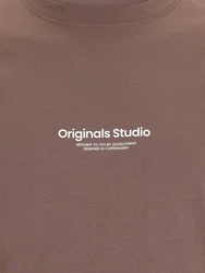 Jack & Jones Kurzarmshirt JORVESTERBRO TEE SS CREW NECK NOOS braun/weiß