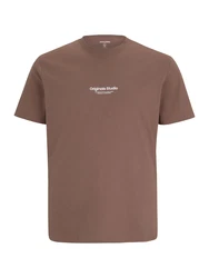 Jack & Jones Kurzarmshirt JORVESTERBRO TEE SS CREW NECK NOOS braun/weiß