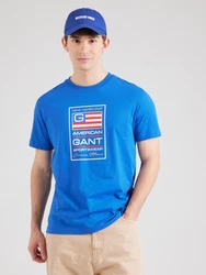 GANT T-Shirt (GOTS) ultramarinblau/rot/weiß