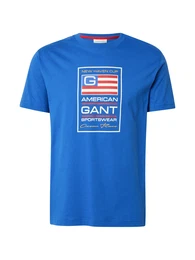 T-Shirt (GOTS) ultramarinblau / rot / wei