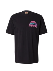 Superdry T-Shirt 'Great Outdoors' türkis/pink/schwarz