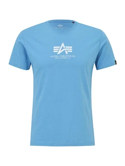 Alpha Industries Rundhalsshirt Basic T neonblau/weiß