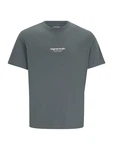 Jack & Jones Kurzarmshirt JORVESTERBRO TEE SS CREW NECK NOOS basaltgrau/weiß