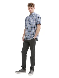 TOM TAILOR Kurzarmhemd CHECKED SLUBYARN SHIRT navy / türkis / blue denim / apricot