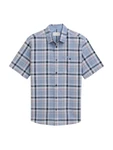 TOM TAILOR Kurzarmhemd CHECKED SLUBYARN SHIRT navy / türkis / blue denim / apricot