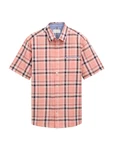 TOM TAILOR Kurzarmhemd CHECKED SLUBYARN SHIRT koralle/schwarz/weiß