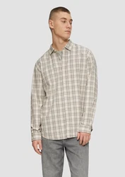 QS Langarmhemd Regular Fit Struktur Hemd anthrazit/hellgrau