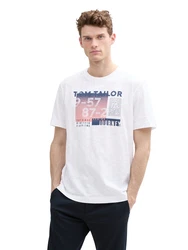 TOM TAILOR T-Shirt navy / orange / weiß
