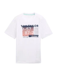 TOM TAILOR T-Shirt navy / orange / weiß