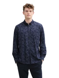 TOM TAILOR Langarmhemd Regular Fit Hemd marine/taubenblau