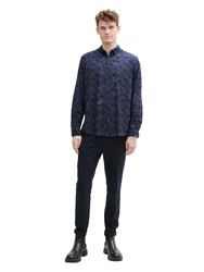 TOM TAILOR Langarmhemd Regular Fit Hemd marine/taubenblau