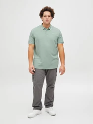 Jack & Jones Plus Poloshirt JJEAUSTIN pastellgrün/weiß