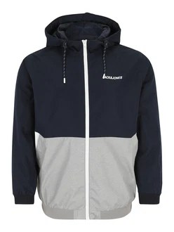Jack & Jones Plus Jacke JJERUSH nachtblau/hellgrau/weiß
