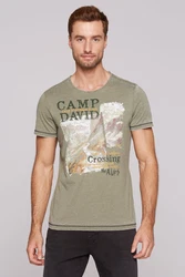 CAMP DAVID T-Shirt camel / braun / grün / weiß