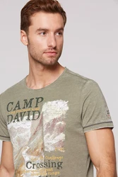 CAMP DAVID T-Shirt camel / braun / grün / weiß