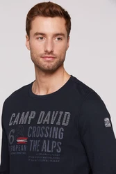 CAMP DAVID Sweatshirt mit Prints und Stickereien navy / hellblau / rot / weiß
