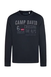 CAMP DAVID Sweatshirt mit Prints und Stickereien navy / hellblau / rot / weiß