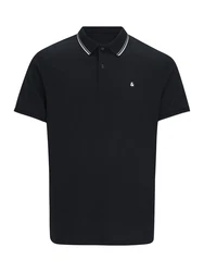 Jack & Jones Plus Poloshirt JJEAUSTIN schwarz/weiß