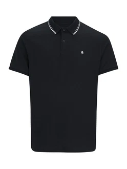 Jack & Jones Plus Poloshirt JJEAUSTIN schwarz/weiß