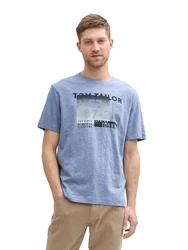 TOM TAILOR T-Shirt taubenblau/dunkelblau/grau