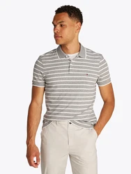 TOMMY HILFIGER Poloshirt grau/weiß