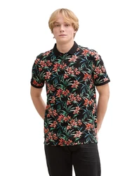 TOM TAILOR DENIM Poloshirt azur/grün/orange/schwarz