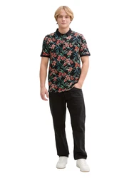 TOM TAILOR DENIM Poloshirt azur/grün/orange/schwarz
