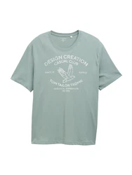 TOM TAILOR Men + T-Shirt pastellgrün/weiß