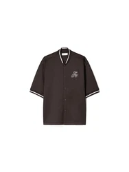 Bershka Hemd dunkelbraun/weiß