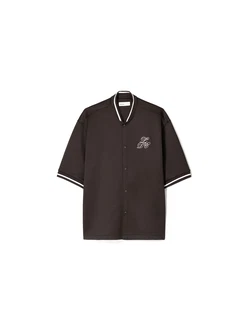 Bershka Hemd dunkelbraun/weiß