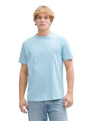 TOM TAILOR DENIM T-Shirt hellblau/weiß