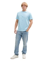 TOM TAILOR DENIM T-Shirt hellblau/weiß