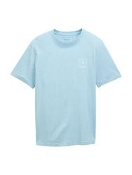 TOM TAILOR DENIM T-Shirt hellblau/weiß
