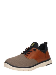 Sportlicher Schnrschuh dunkelbeige / dunkelblau / cognac