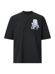 Shirt 'DEALT' hellblau / schwarz / offwhite