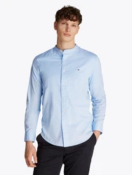 Tommy Hilfiger Langarmhemd FLEX POPLIN SOLID MAO RF SHIRT hellblau
