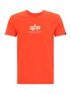 Alpha Industries Rundhalsshirt Basic T neonorange/weiß
