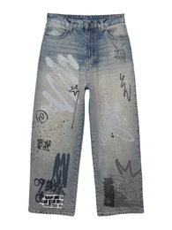 Jeans taubenblau / blue denim / dunkelgrau / schwarz