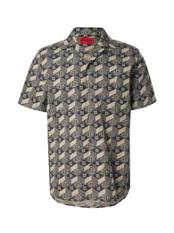 Hemd 'Ellino' beige / schwarz