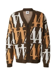 Strickjacke 'Leo' cappuccino / dunkelbraun / wei